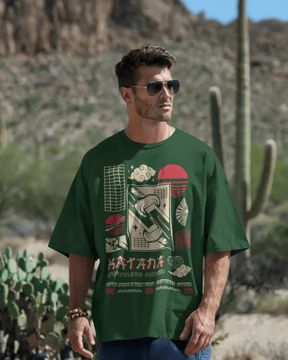 Japanese Streetwear Katana | Men Oversized T-Shirt