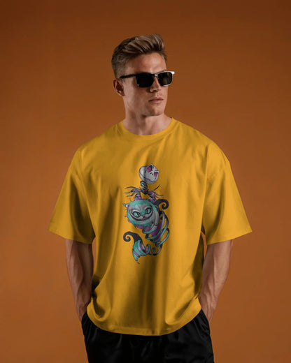 Cat With Skull | Men Oversized T-Shirt