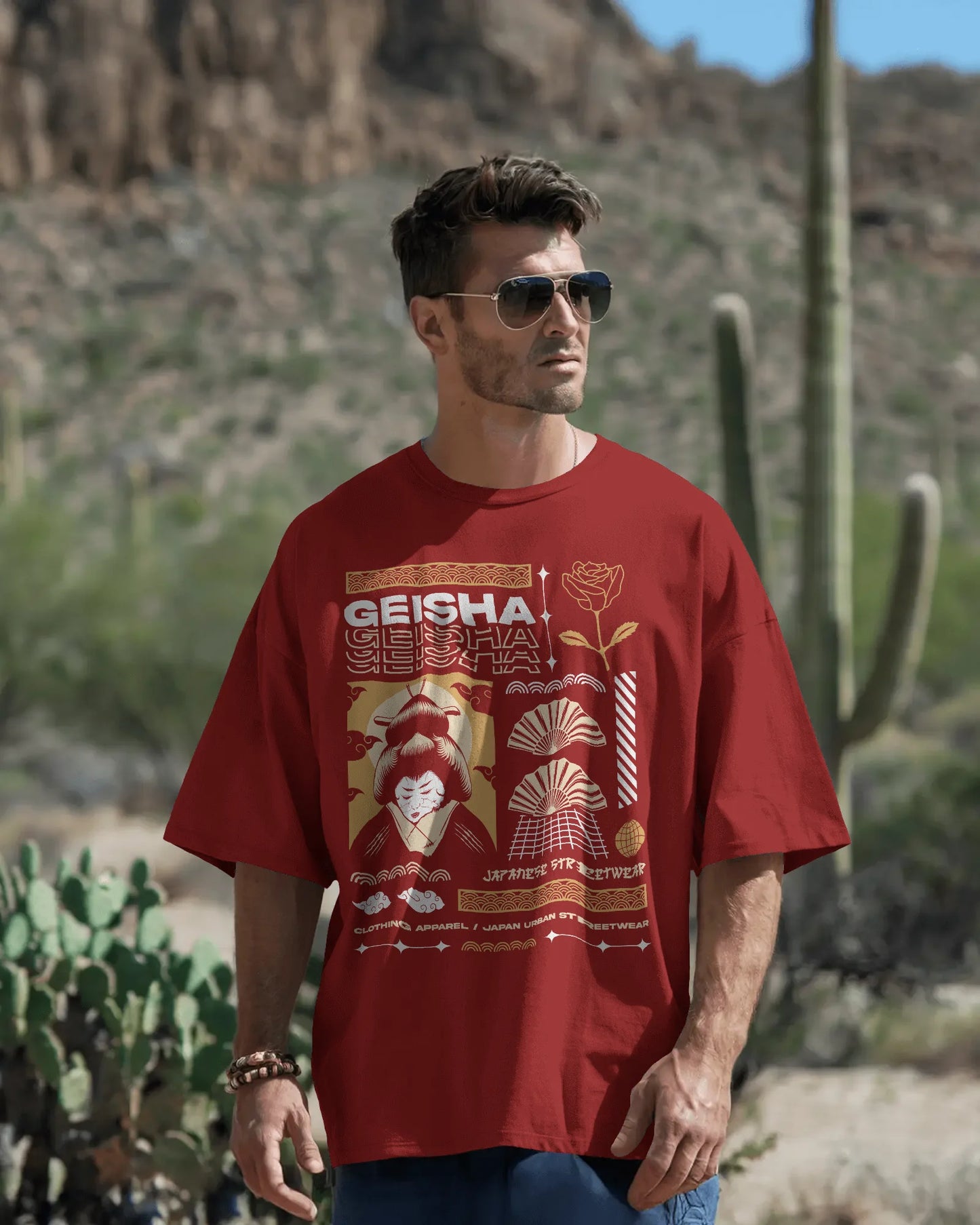 Japanese Streetwear Geisha | Men Oversized T-Shirt