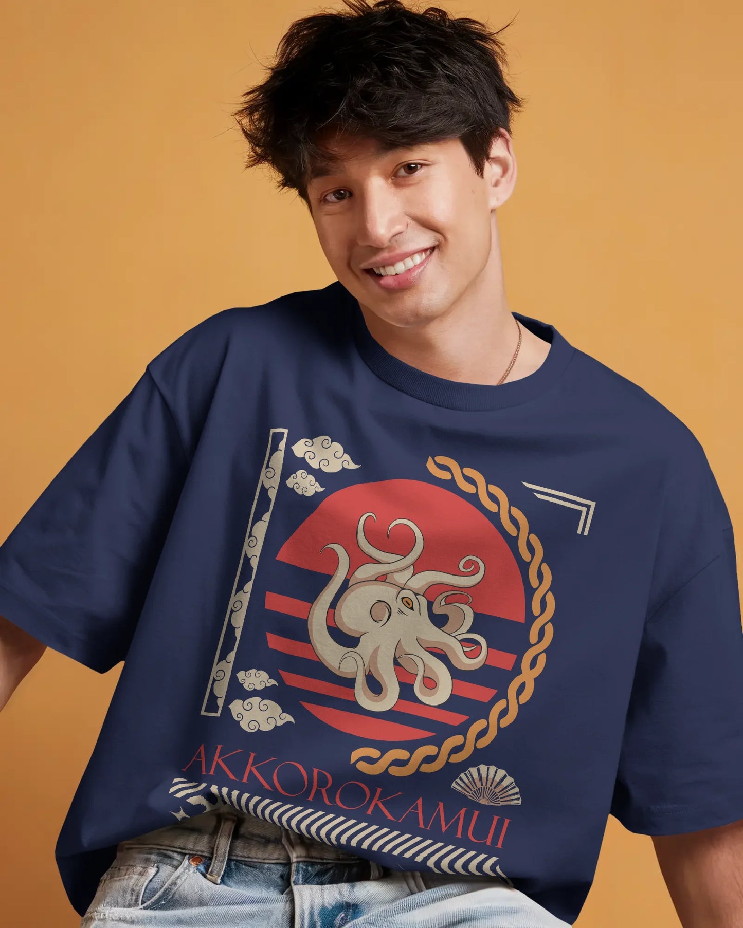 Japanese Streetwear Akkorokamui | Men Oversized T-Shirt