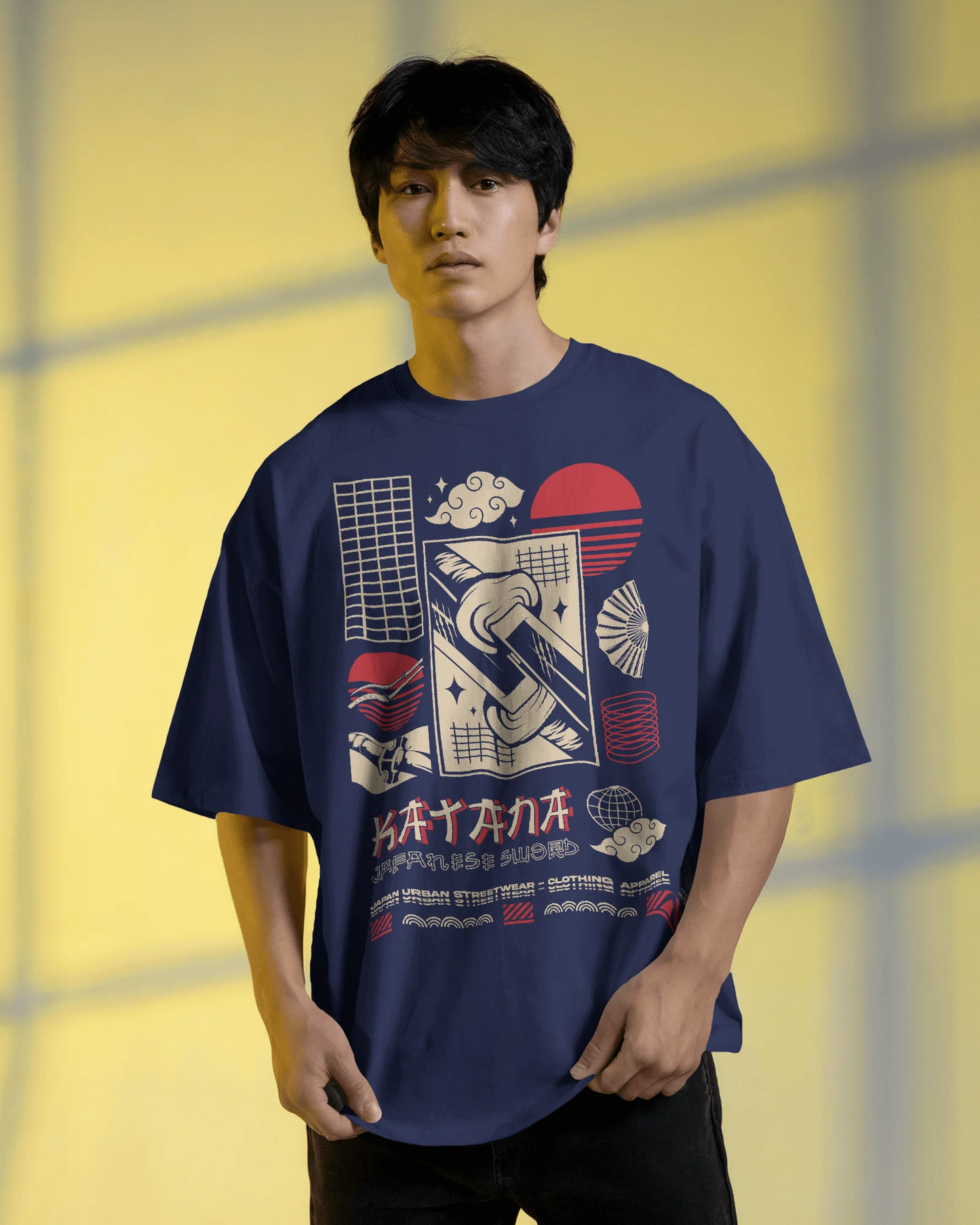Japanese Streetwear Katana | Men Oversized T-Shirt
