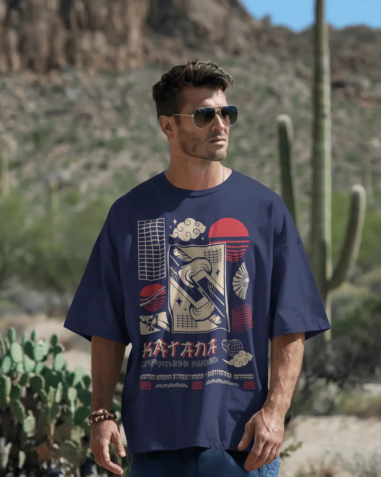 Japanese Streetwear Katana | Men Oversized T-Shirt