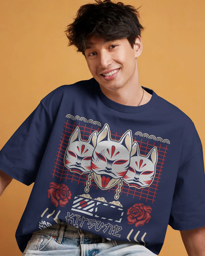 Japanese Streetwear Kitsuni | Men Oversized T-Shirt