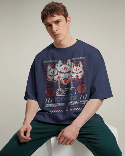Japanese Streetwear Kitsuni | Men Oversized T-Shirt