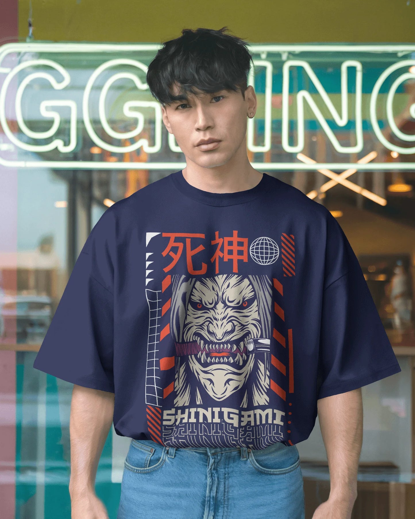 Japanese Streetwear Shinigami | Men Oversized T-Shirt