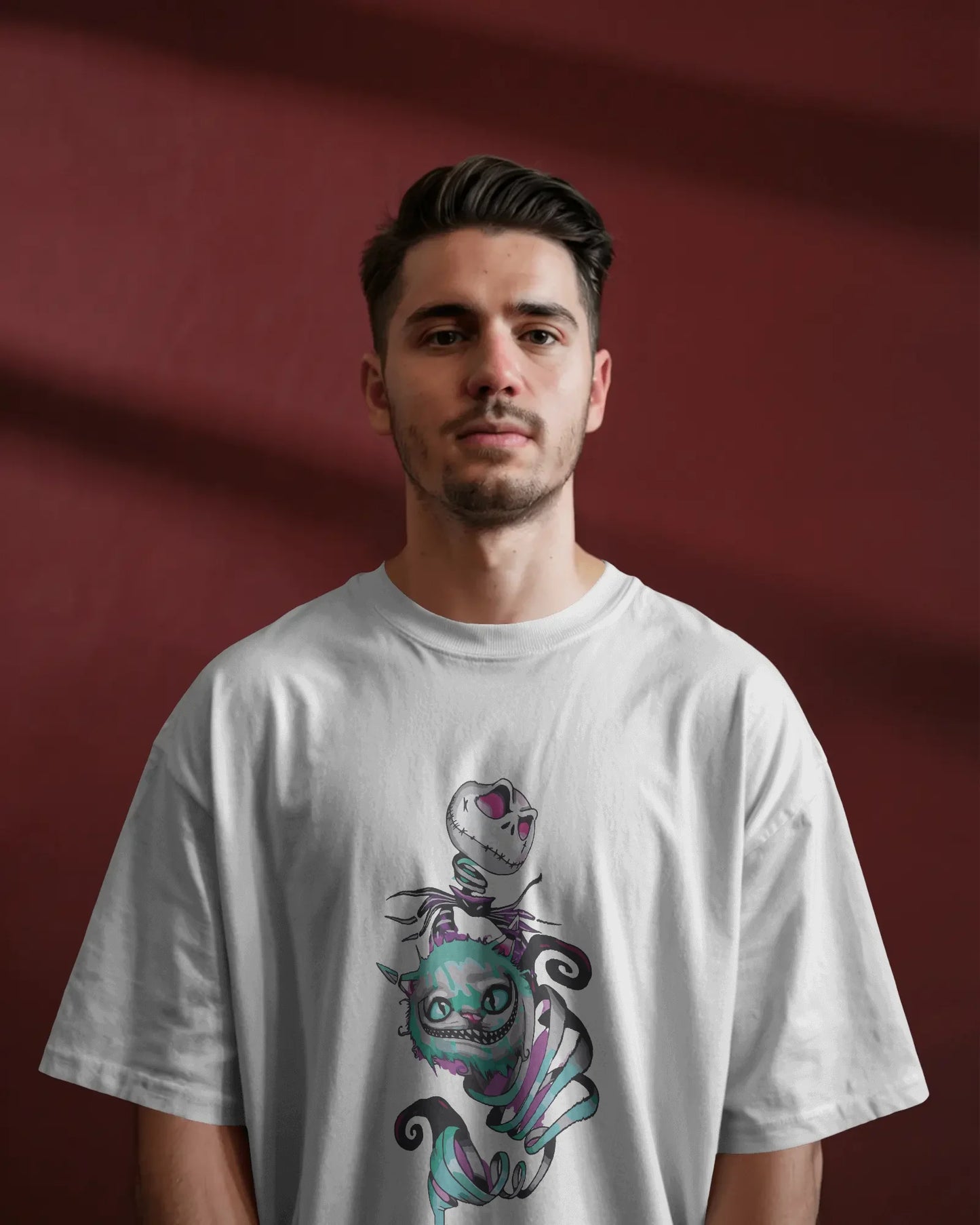 Cat With Skull | Men Oversized T-Shirt