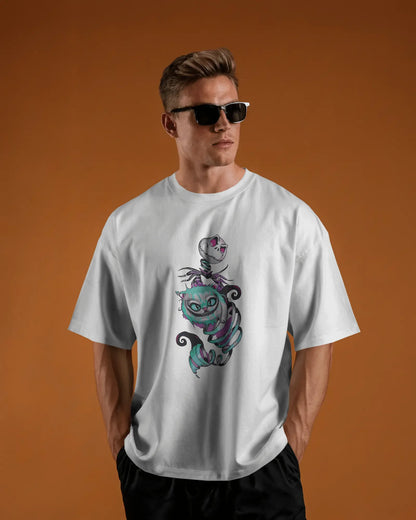 Cat With Skull | Men Oversized T-Shirt