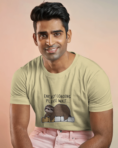 Energy Loading Please Wait | Men Round Neck T-Shirt