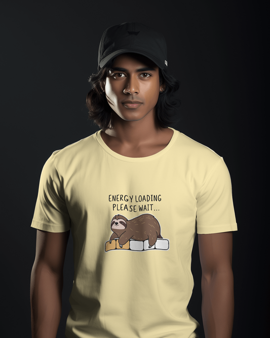 Energy Loading Please Wait | Men Round Neck T-Shirt