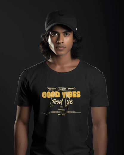 Good Vibes Good Life | Men Round Neck T-Shirt