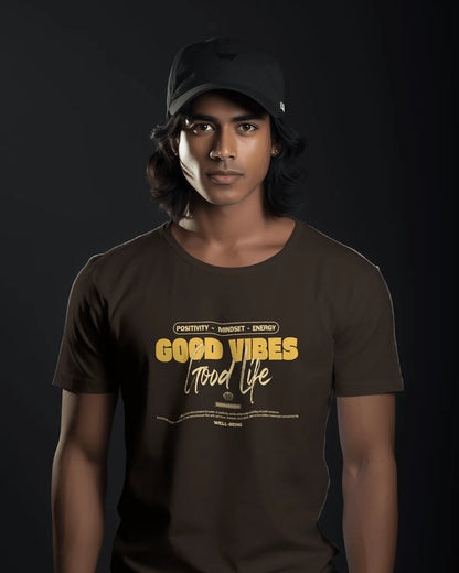 Good Vibes Good Life | Men Round Neck T-Shirt