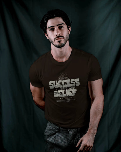 Success Starts With Belief | Men Round Neck T-Shirt