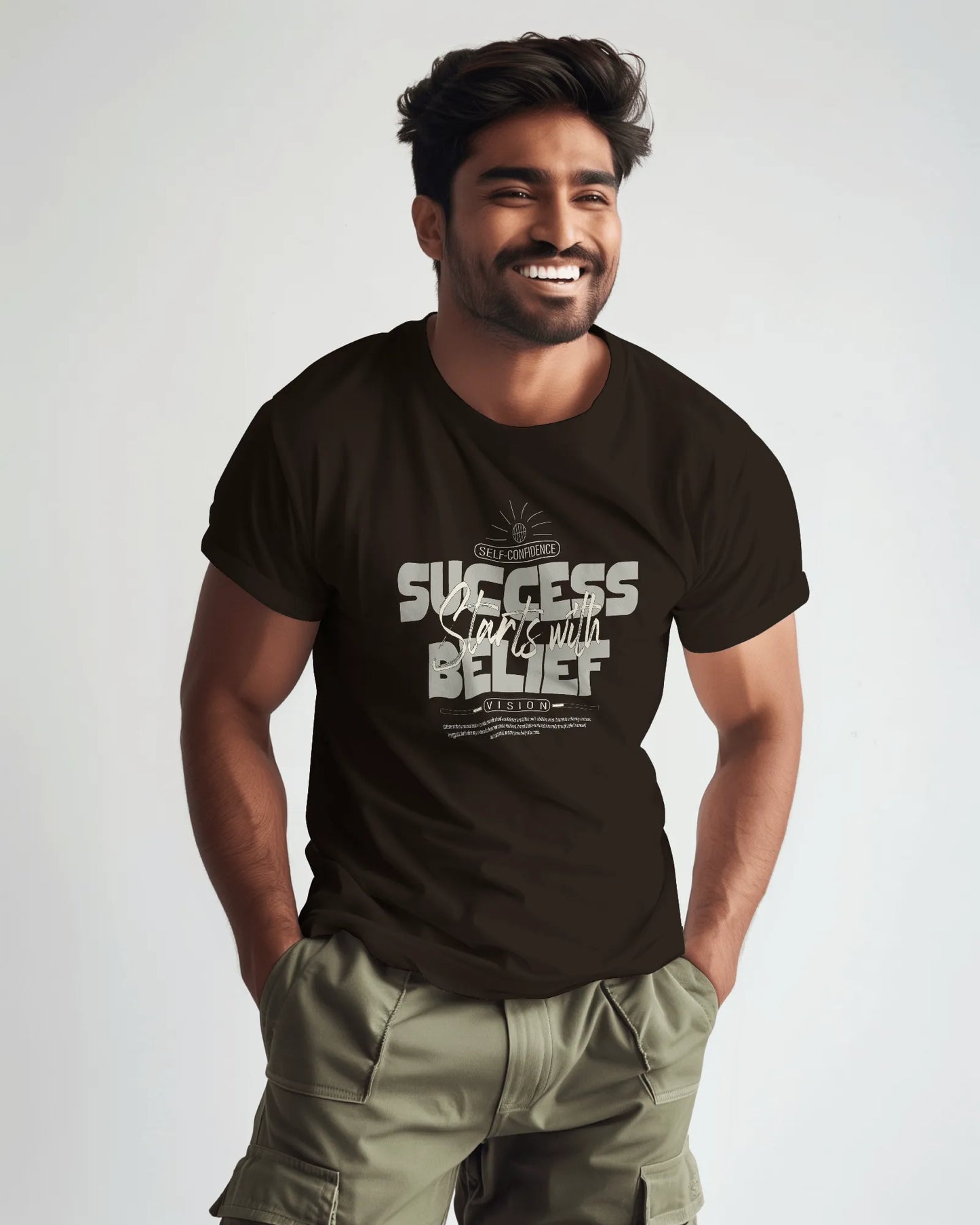 Success Starts With Belief | Men Round Neck T-Shirt