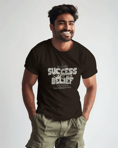 Success Starts With Belief | Men Round Neck T-Shirt