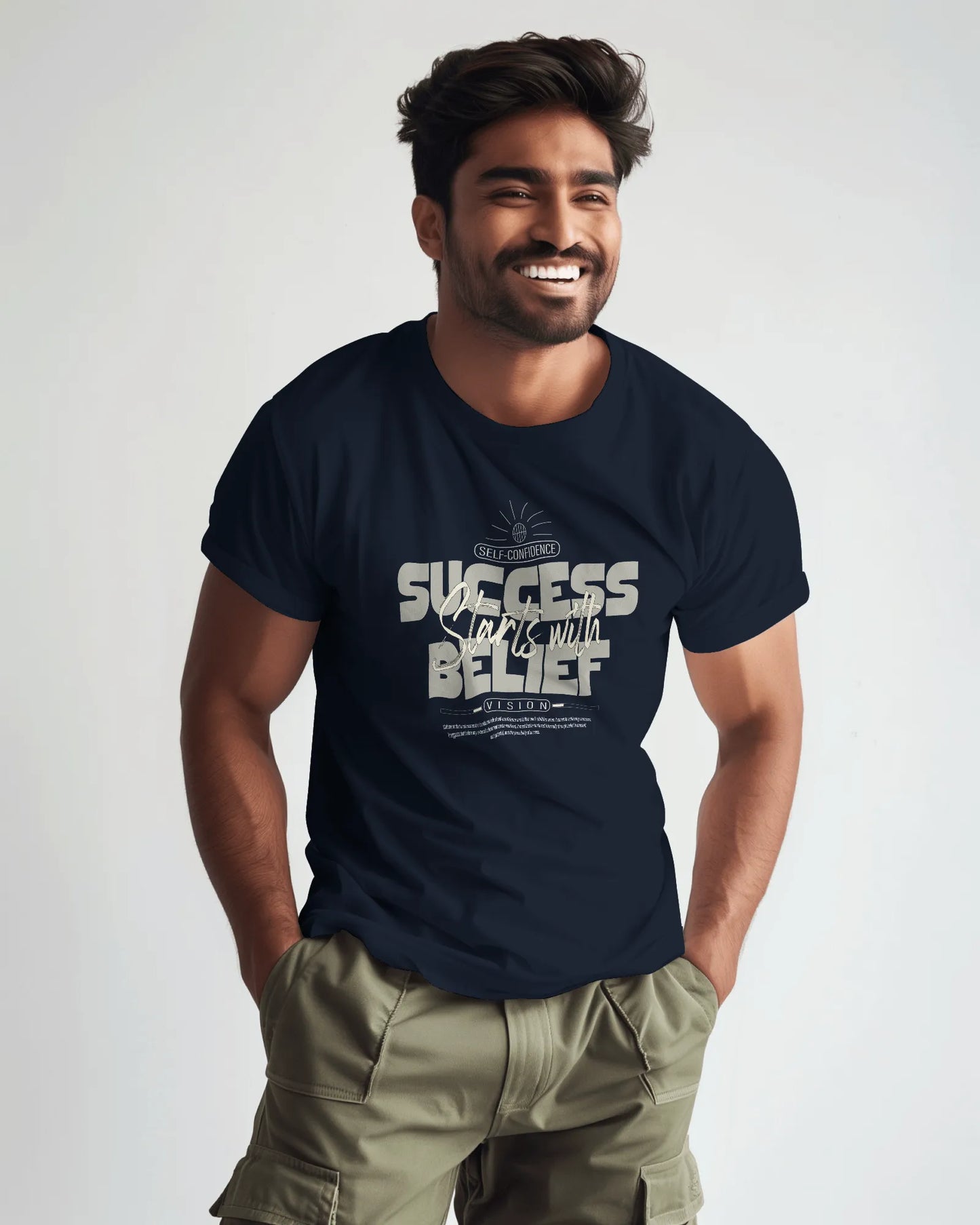 Success Starts With Belief | Men Round Neck T-Shirt