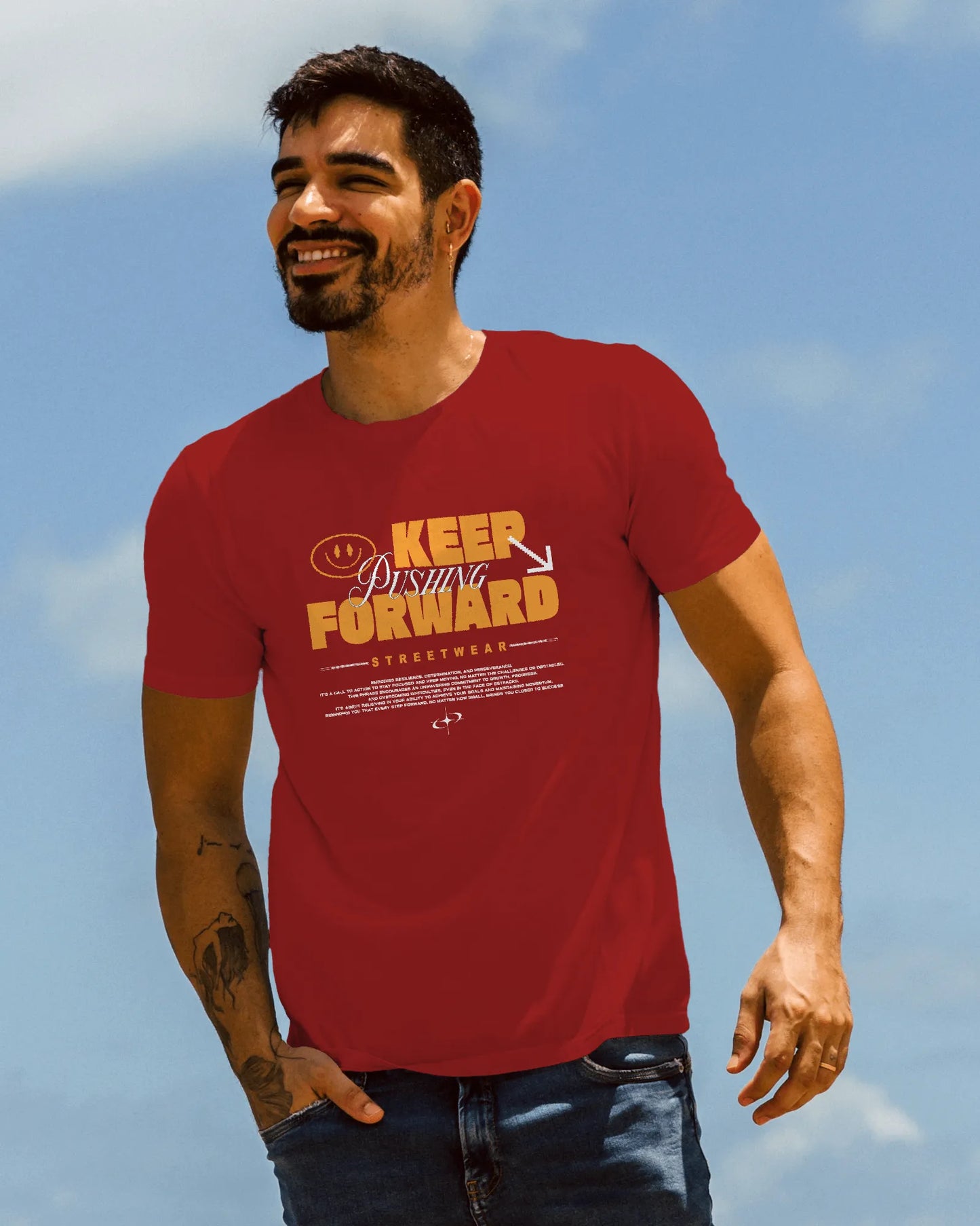 Keep Pushing Forward | Men Round Neck T-Shirt
