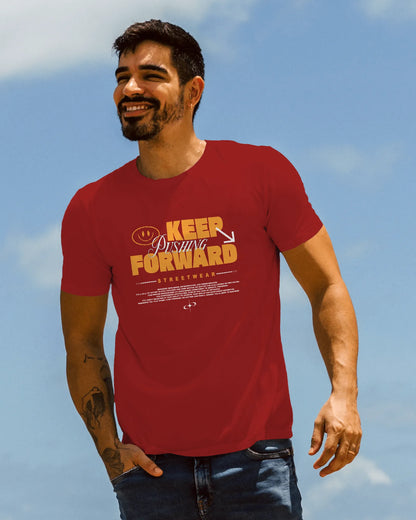 Keep Pushing Forward | Men Round Neck T-Shirt