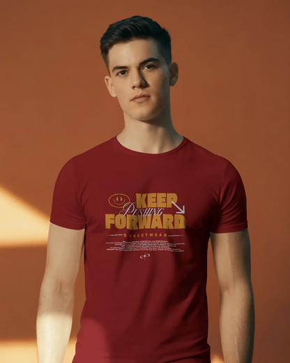 Keep Pushing Forward | Men Round Neck T-Shirt