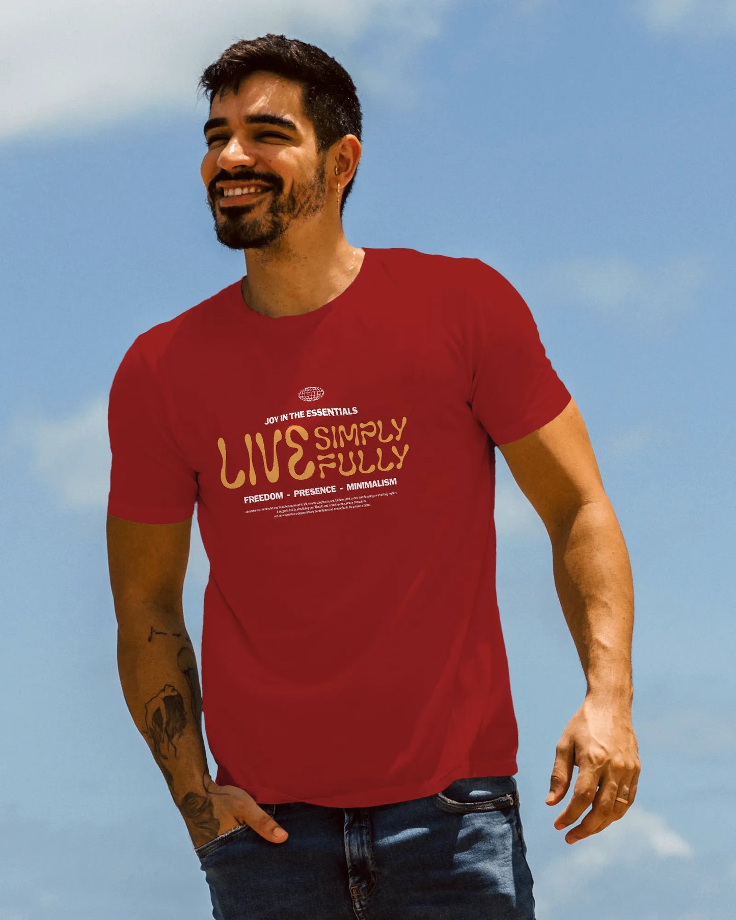 Live Simply Fully | Men Round Neck T-Shirt