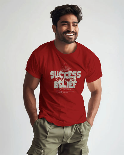 Success Starts With Belief | Men Round Neck T-Shirt