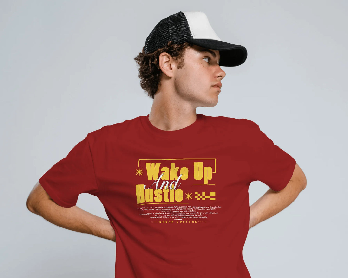 Wake Up and Hustle | Men Round Neck T-Shirt