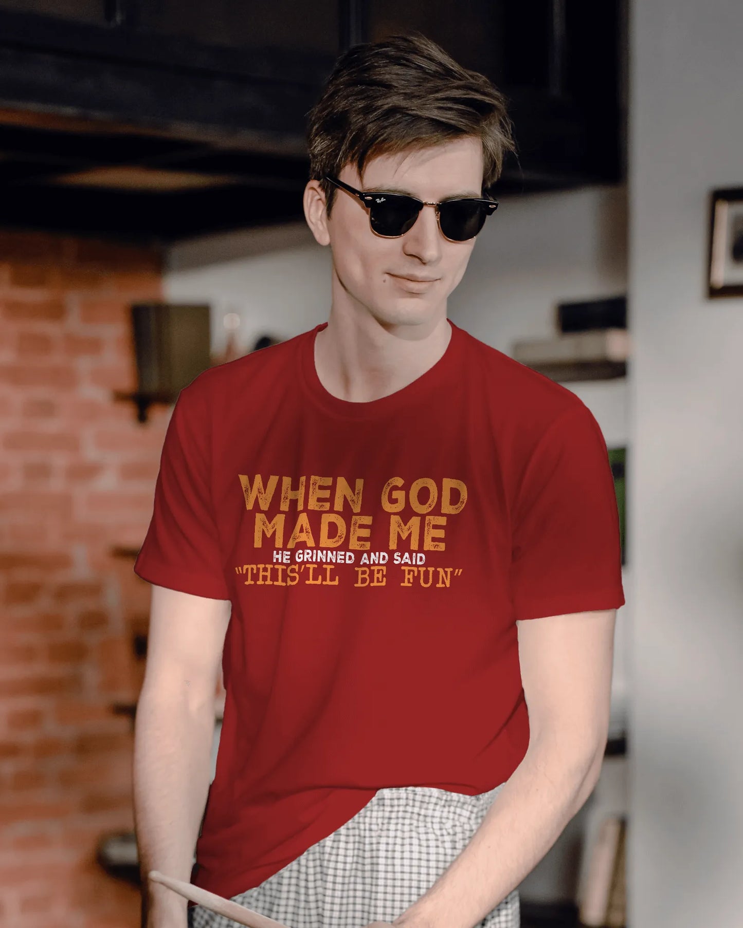 When God Made Me | Men Round Neck T-Shirt