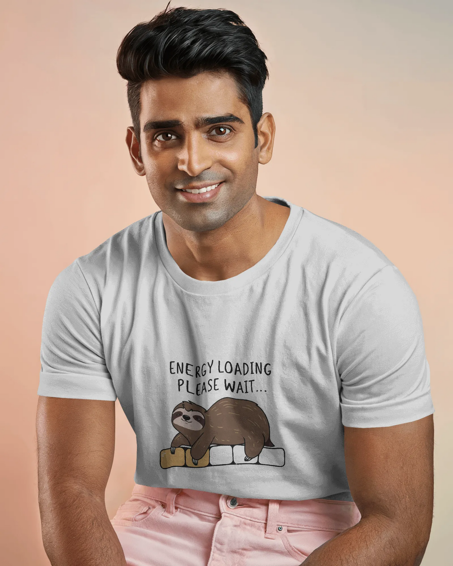 Energy Loading Please Wait | Men Round Neck T-Shirt