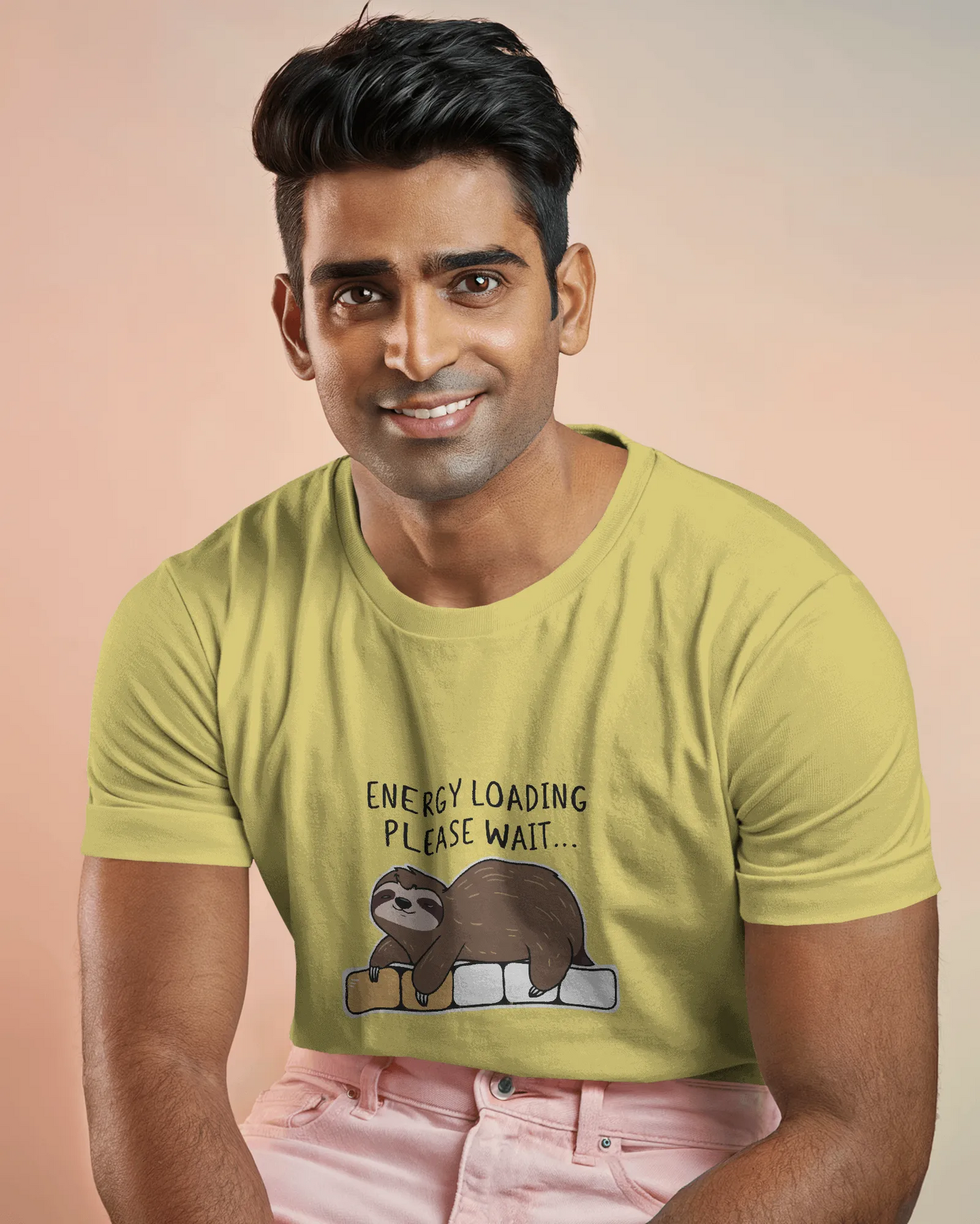 Energy Loading Please Wait | Men Round Neck T-Shirt