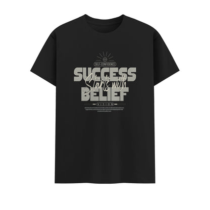 Success Starts With Belief | Men Round Neck T-Shirt