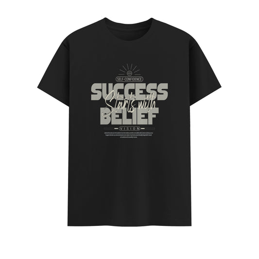 Success Starts With Belief | Men Round Neck T-Shirt